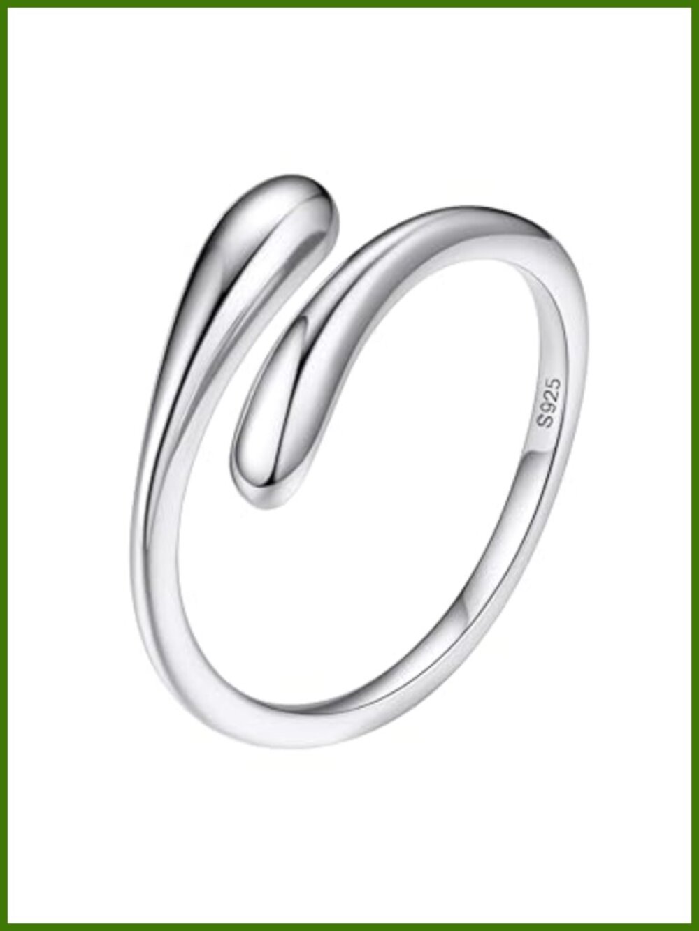 Sterling Silver Teardrop Open Adjustable Ring Dainty Stacking Statement